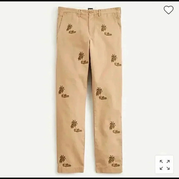 - J.Crew Straight-fit Broken-in chino pant in embroidered palm - Picture 1 of 7